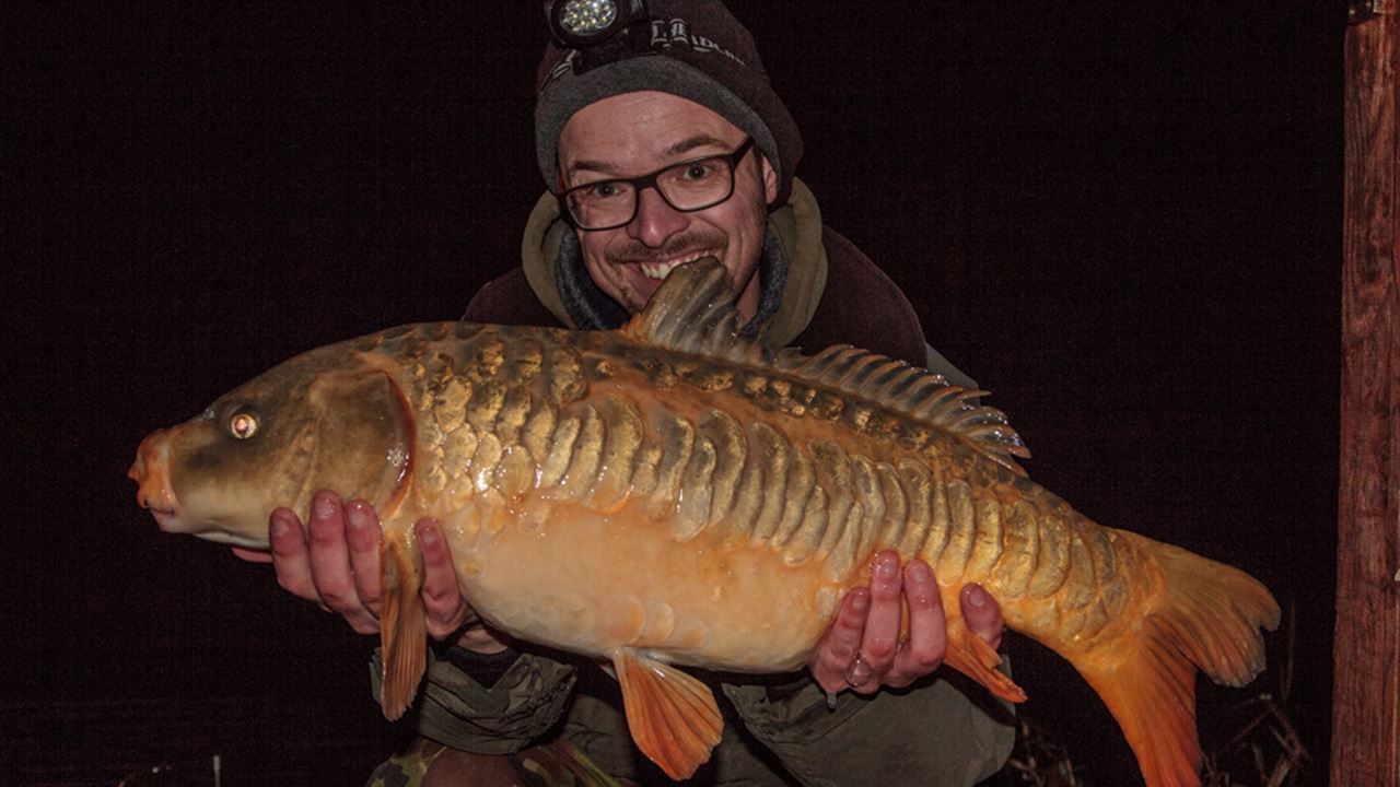 Mirror carp caught from Follyfoot Fishery